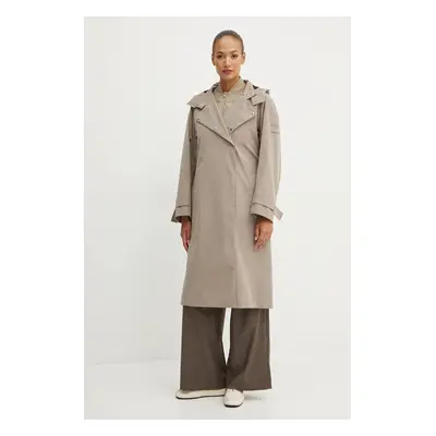 Kabát Max Mara Leisure dámský, béžová barva, přechodný, oversize