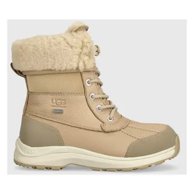 Kožené boty UGG Adirondack Boot III dámské, béžová barva, na plochém podpatku, zateplené