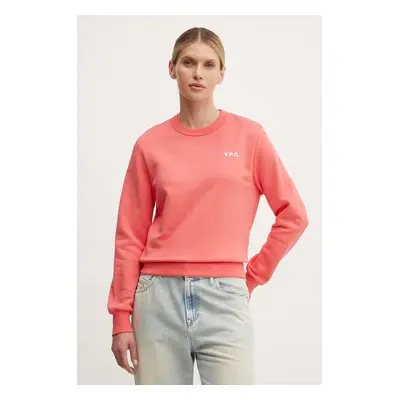 Bavlněná mikina A.P.C. sweat boxy petit vpc dámská, oranžová barva, hladká, COHBR.F27918