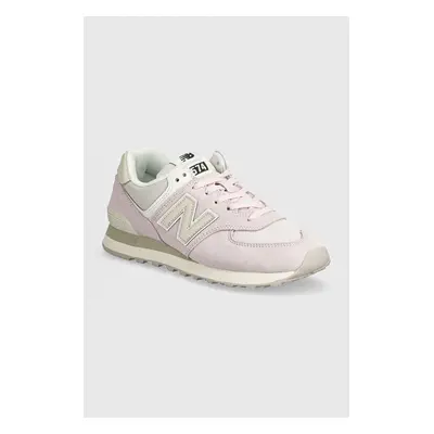 Semišové sneakers boty New Balance růžová barva, WL574DL2