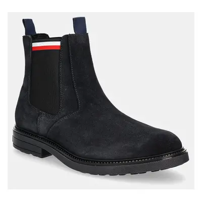 Semišové kotníkové boty Tommy Hilfiger HILIFGER OUTDOOR SUEDE CHELSEA pánské, černá barva, FM0FM