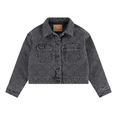 Dětská riflová bunda Levi's QUILTED TRUCKER JACKET šedá barva, 4EL097