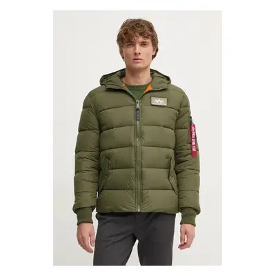 Bunda Alpha Industries Hooded Puffer Alpha FD pánská, zelená barva, zimní, 118113.257