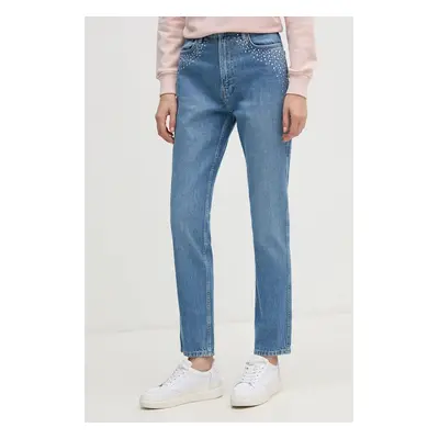 Džíny Pepe Jeans SLIM JEANS UHW SPARKLE dámské, modrá barva, PL204845