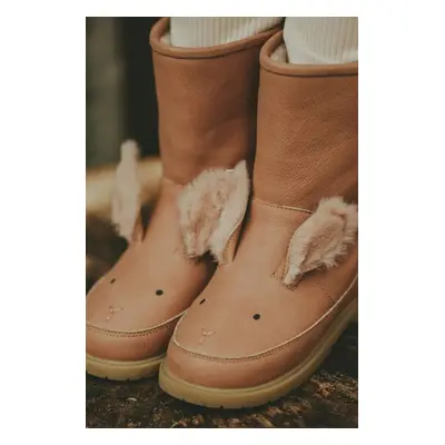 Dětské kožené zimní boty Donsje Wadudu Exclusive Boots Fluffy Bunny růžová barva