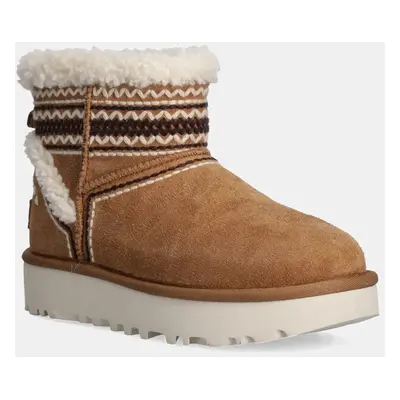 Semišové sněhule UGG Classic Mini Atherson hnědá barva, 1158281-CHE