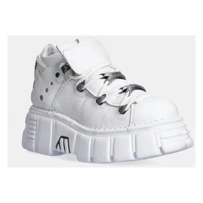 Kožené sneakers boty New Rock Napa Blanca + Vacuno Blanco + Tower Blanco bílá barva, M-106N-C27