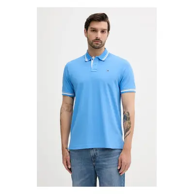 Bavlněné polo tričko Tommy Jeans pánské, modrá barva, DM0DM21846