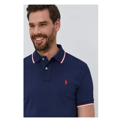 Polo tričko Ralph Lauren pánské, tmavomodrá barva, hladké
