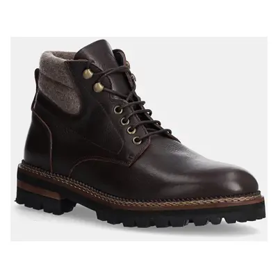 Kotníkové boty Hackett London RANGE STONE pánské, hnědá barva, HMS21423