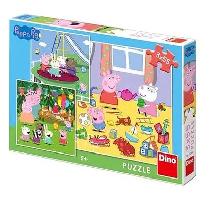 Prasátko Peppa Na Prázdninách 3x55 Puzzle Nové