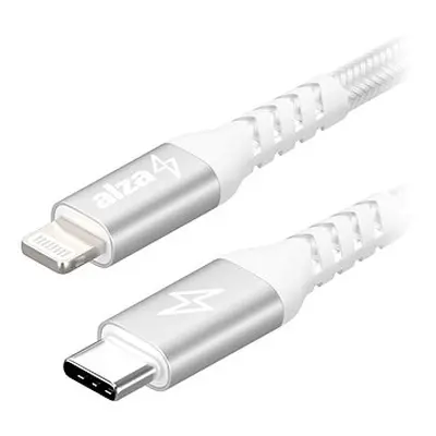 AlzaPower AluCore USB-C to Lightning MFi 2m stříbrný