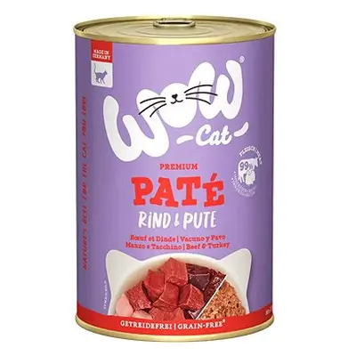 WOW Cat konzerva Paté Hovězí s krocanem Adult 400 g