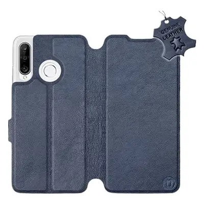 Flip pouzdro na mobil Huawei P30 Lite - Modré - kožené - Blue Leather