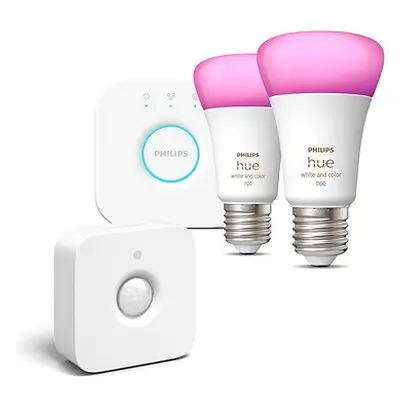 Philips Hue White and Color Ambiance 9W 1100 E27 malý promo starter kit + Philips Hue Motion Sen