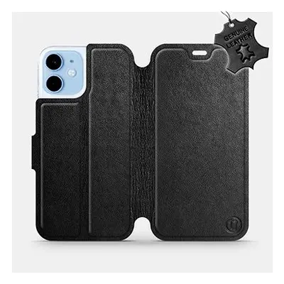 Flipové pouzdro na mobil Apple iPhone mini - Černé - kožené - Black Leather