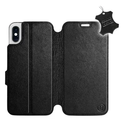 Flip pouzdro na mobil Apple iPhone X - Černé - kožené - Black Leather