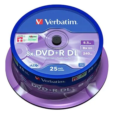 VERBATIM DVD+R DL AZO 8,5GB, 8x, spindle ks