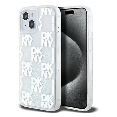 DKNY Liquid Glitter Checkered Pattern Zadní Kryt pro iPhone Transparent