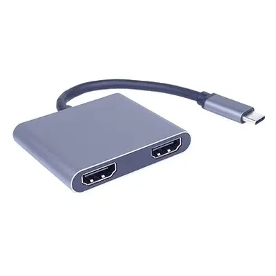 PremiumCord MST adaptér USB-C na 2x HDMI, USB3.0, PD, rozlišení 4K a FULL HD 1080p