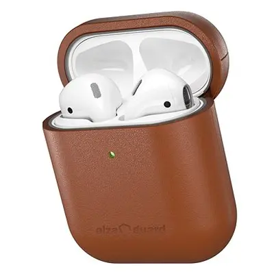 AlzaGuard Genuine Leather Case pro AirPods 1. a 2. generace sedlově hnědé