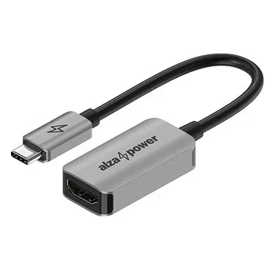 AlzaPower USB-C (M) to HDMI 2.1 (F) 8K 60Hz 0.15m stříbrný