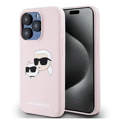 Karl Lagerfeld Liquid Silicone Double Heads MagSafe Zadní Kryt pro iPhone 15 Pro Pink