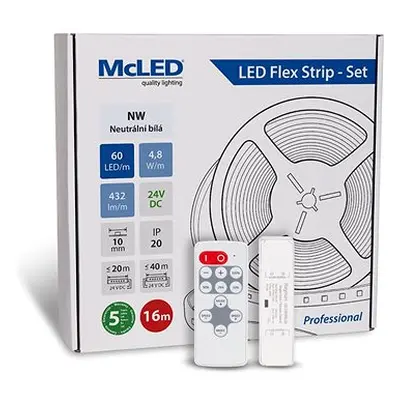 McLED Set LED pásek 16 m s ovladačem, NW, 4,8 W/m