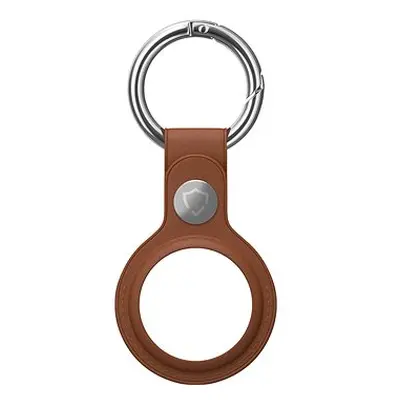 AlzaGuard Genuine Leather Keychain pro Airtag sedlově hnědá