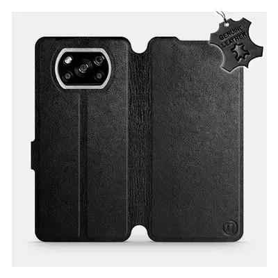 Flipové pouzdro na mobil Xiaomi POCO X3 NFC - Černé - kožené - Black Leather