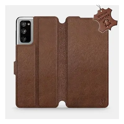 Flipové pouzdro na mobil Samsung Galaxy S20 FE - Hnědé - kožené - Brown Leather