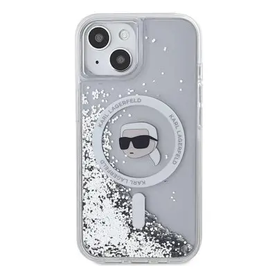 Karl Lagerfeld Liquid Glitter Karl Head MagSafe Zadní Kryt pro iPhone 15 Transparent