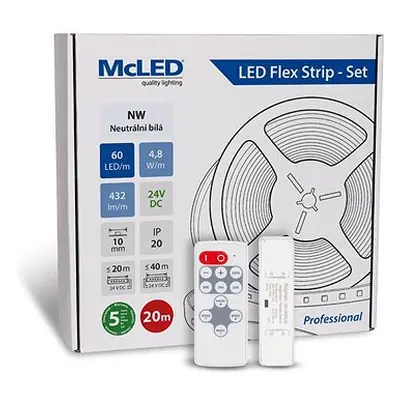 McLED Set LED pásek 20 m s ovladačem, NW, 4,8 W/m