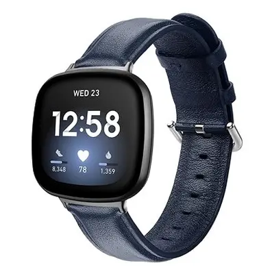 BStrap Leather Lux pro Fitbit Versa 3, navy blue