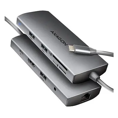 AXAGON HMC-8HLSA 9-in-1 Hub, USB-C 5Gbps, 3x USB-A, HDMI 4k/60Hz, RJ-45, SD/mSD, audio, PD 100W