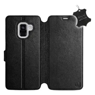 Flip pouzdro na mobil Samsung Galaxy A8 - Černé - kožené - Black Leather