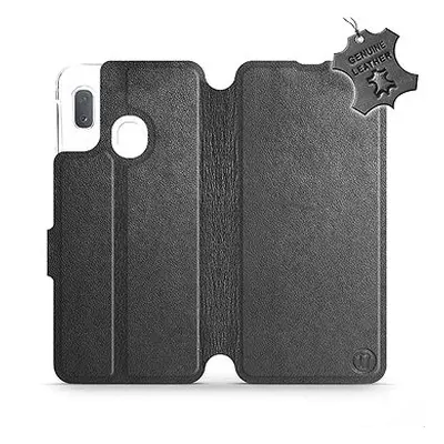 Flip pouzdro na mobil Samsung Galaxy A20e - Černé - kožené - Black Leather