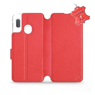 Flip pouzdro na mobil Samsung Galaxy A20e - Červené - kožené - Red Leather