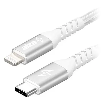 AlzaPower AluCore USB-C to Lightning MFi 3m stříbrný