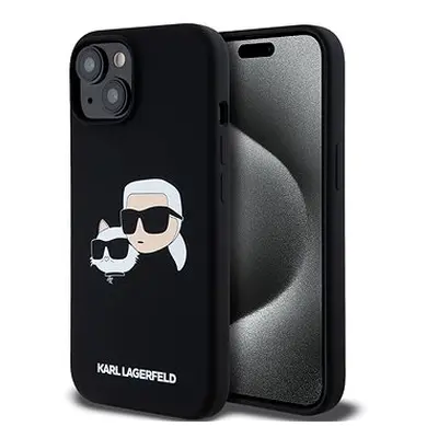 Karl Lagerfeld Liquid Silicone Double Heads MagSafe Zadní Kryt pro iPhone 15 Pro Max Black