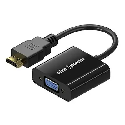 AlzaPower HDMI (M) to VGA (F) 0.18m lesklý černý