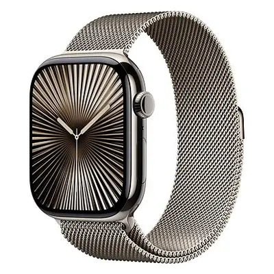 Apple Watch Series 46mm Cellular Přírodní titan s přírodním milánským tahem - S/M