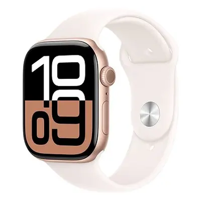 Apple Watch Series 10 42mm Cellular Růžově zlatý hliník se světle ruměným sportovním řemínkem - 