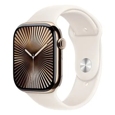 Apple Watch Series 46mm Cellular Zlatý titan s hvězdně bílým sportovním řemínkem - S/M