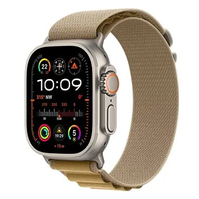 Apple Watch Ultra 2 49mm Přírodní titan s žlutohnědým alpským tahem - Medium