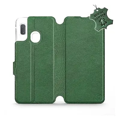 Flip pouzdro na mobil Samsung Galaxy A20e - Zelené - kožené - Green Leather