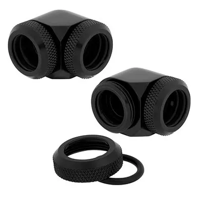 Corsair Hydro X Series XF Hardline 90° 14mm OD Fitting Twin Pack Black