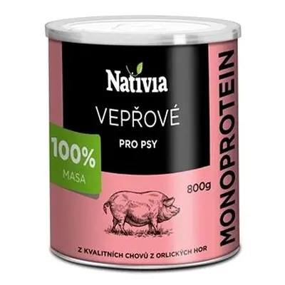 Nativia Konzerva - Vepřové maso pro psy 800g