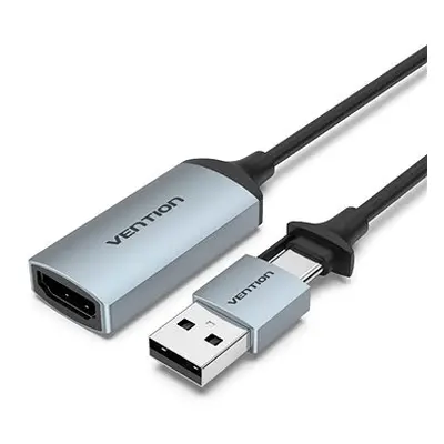 Vention HDMI Female to USB-C / USB-A Male Video Capture Card 0.1M Gray