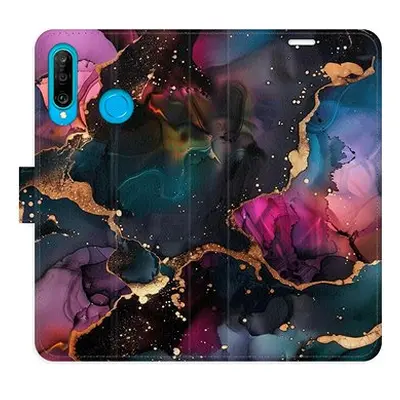 iSaprio Flip pouzdro Dark Marble pro Huawei P30 Lite